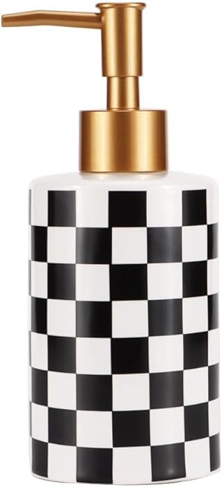 Checkered Soap Dispenser for Kitchen Bathroom Black & White, 1 Pack | Amazon (US)