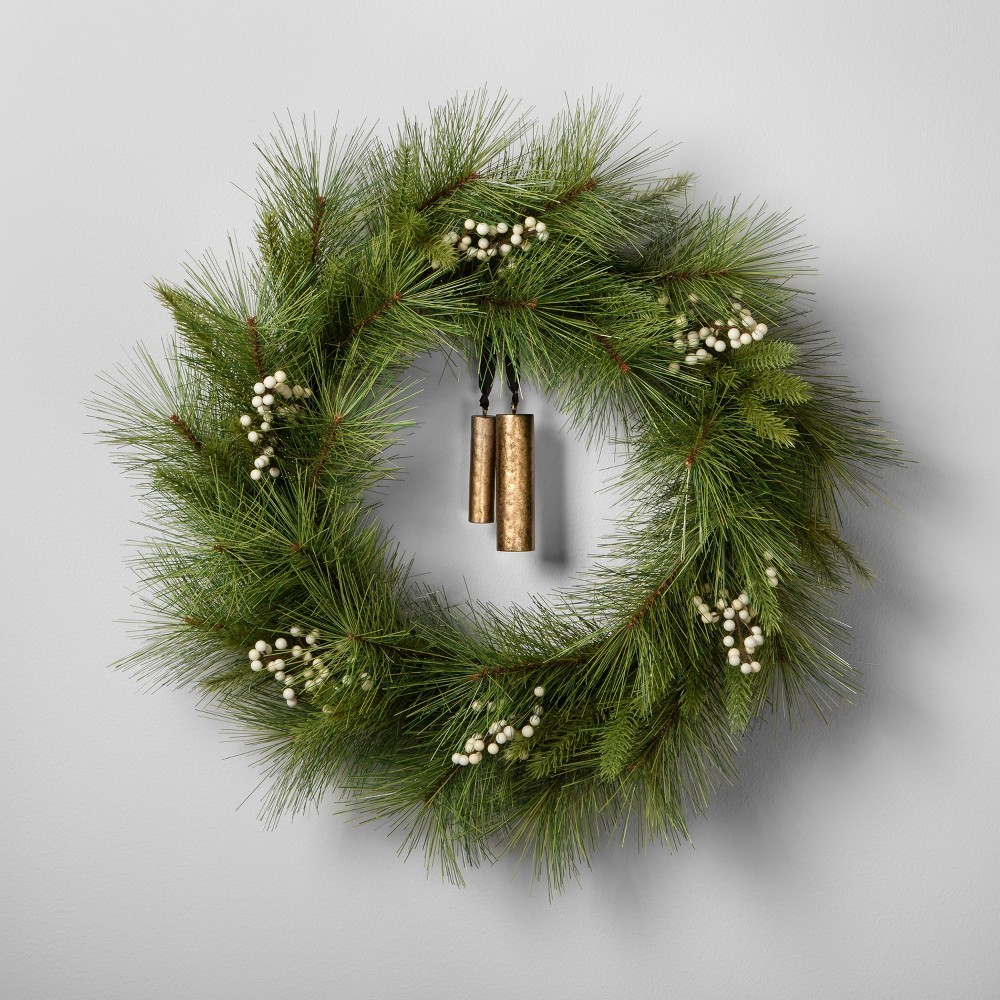 Artificial Pine Wreath with Bell (24) - Hearth & Hand with Magnolia | Target