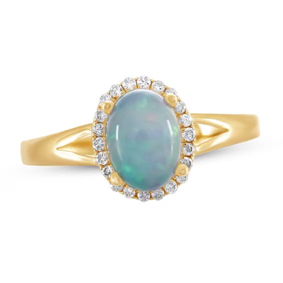 Opal & Diamond Ring 1/10 ct tw 10K Yellow Gold | Kay Jewelers