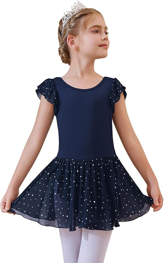 Haloumoning Girls Ballet Dance Leotards Outfits Ballerina Dress with Skirt 4-14 Years | Amazon (US)