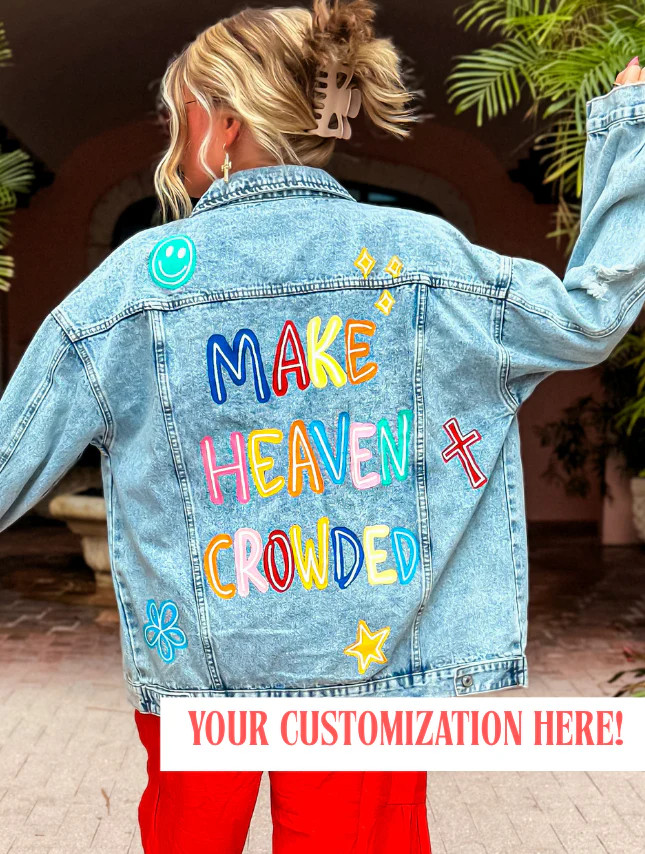 Custom Hand-Painted Jean Jacket - Happy Icons | Worthy Wear