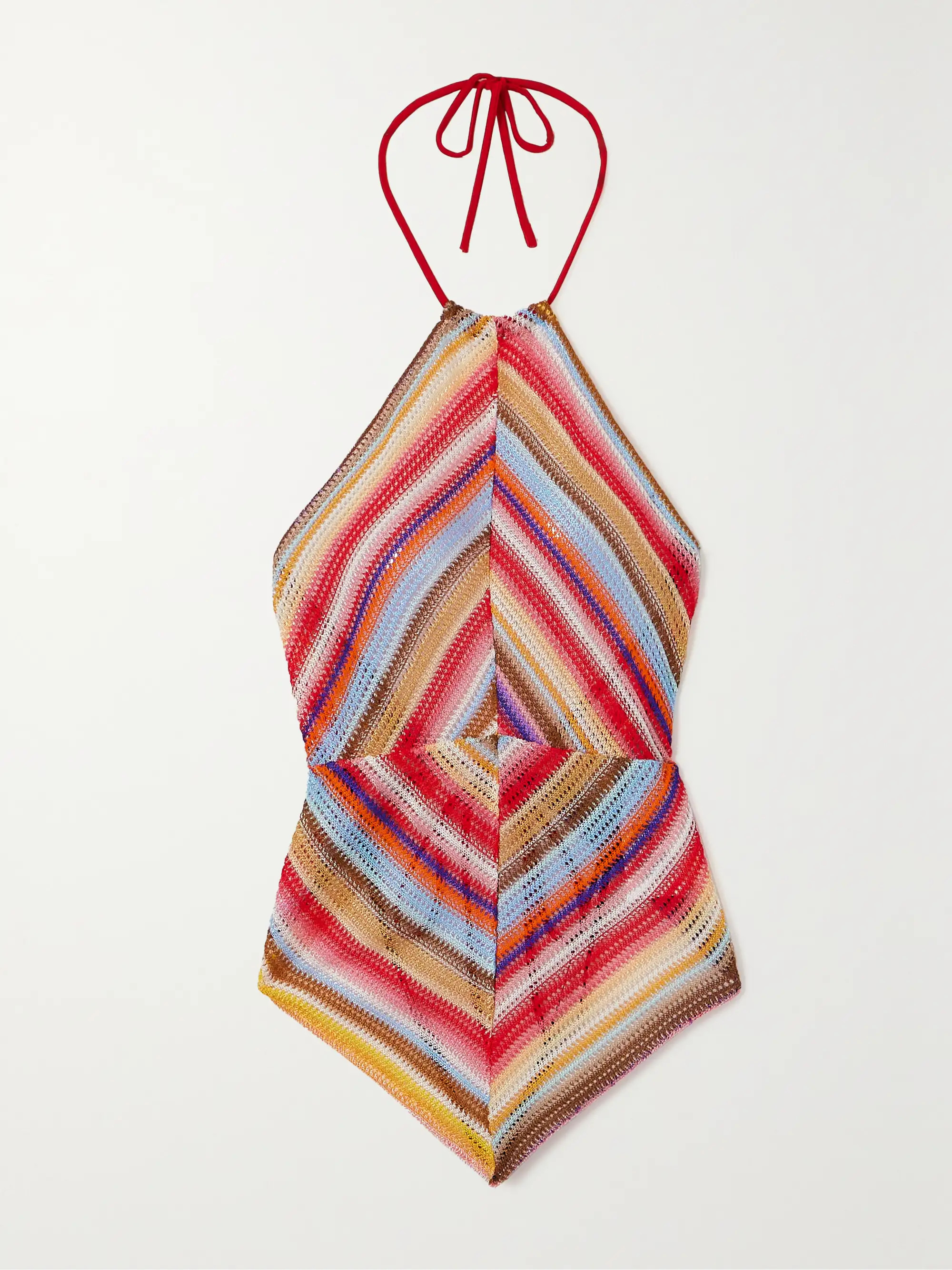 Striped crochet-knit halterneck top | NET-A-PORTER APAC