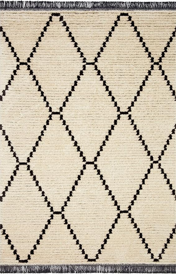 Chris Loves Julia x Loloi Alice Collection ALI-04 Cream / Charcoal 5'-2" x 7'-6" Area Rug | Amazon (US)