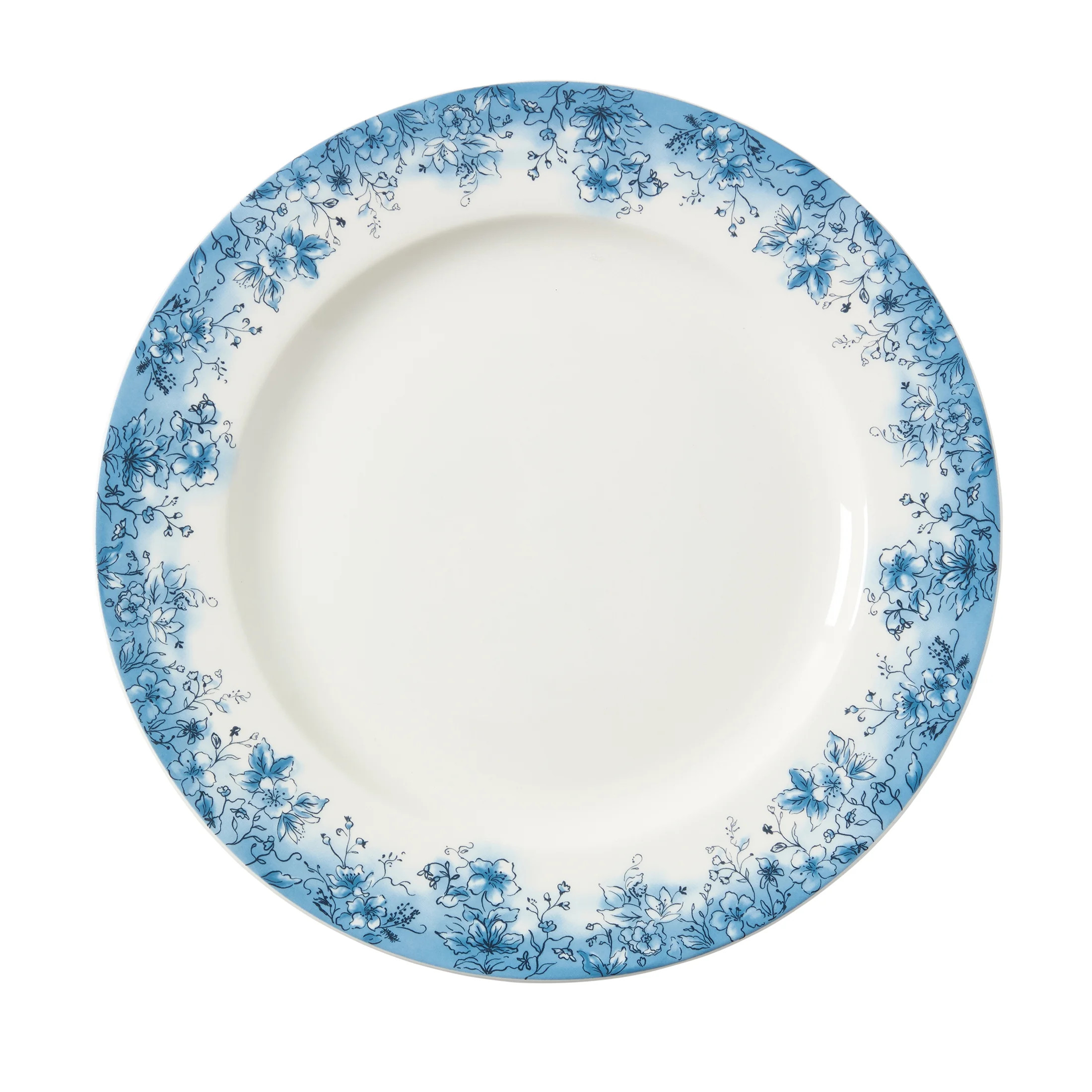 Floral Ceramic Plate, Blue and White, 10.5", by My Texas House | Walmart (US)