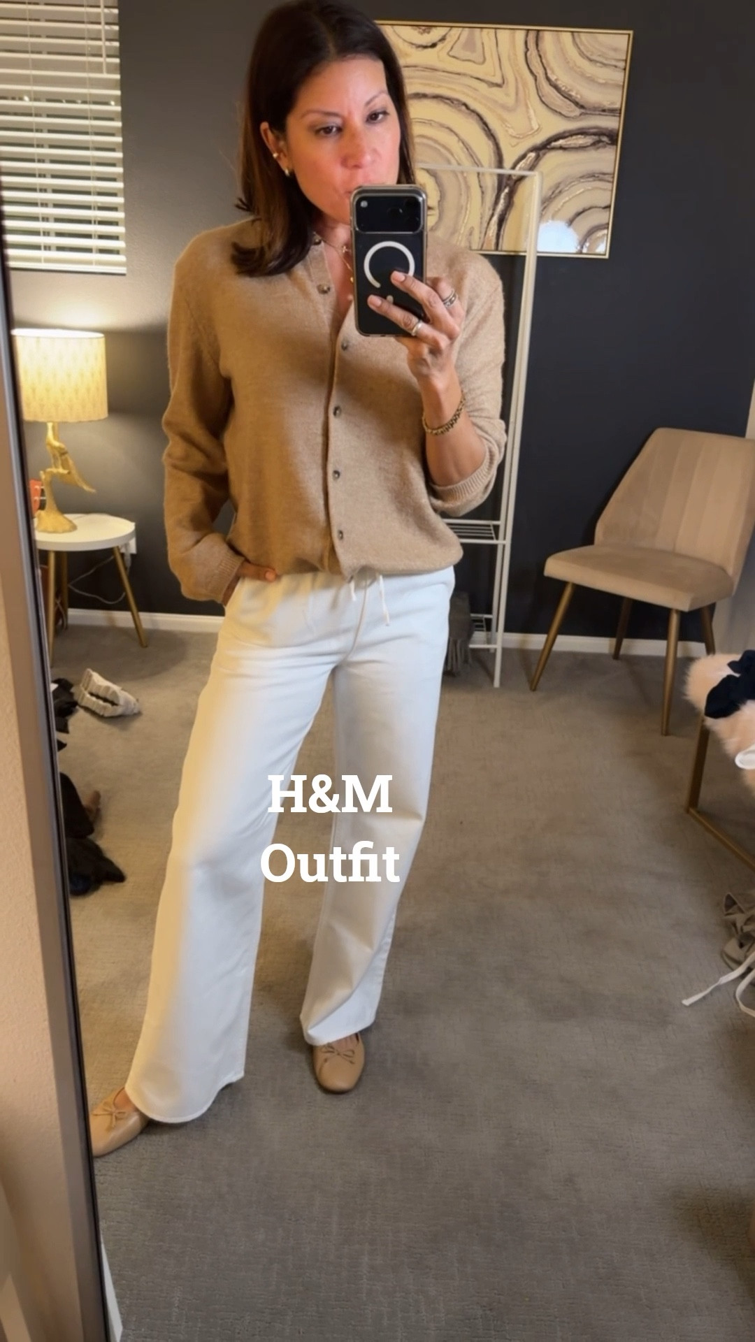 Really like the neutral look.

Drawstring denim wearing xs 
Cardigan xs -has a relaxed fit 
H&M style 
Spring outfit 

#LTKootd #LTKSeasonal #LTKOver40