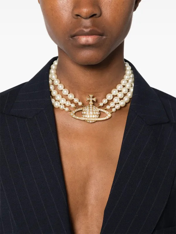 Vivienne Westwood Bas Relief three-row Choker Necklace - Farfetch | Farfetch Global