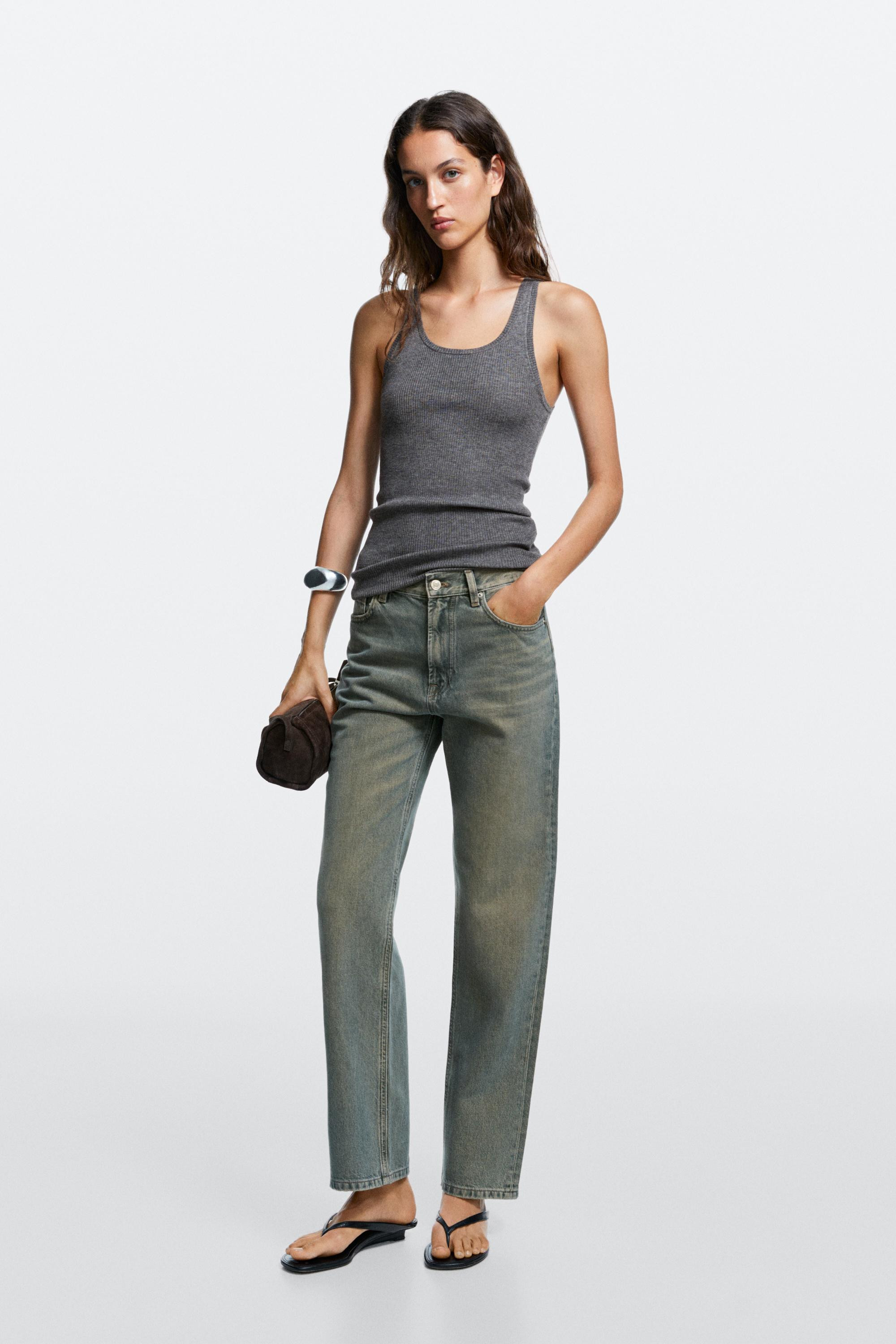 High-waist straight-leg jeans | Massimo Dutti US