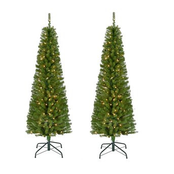 Holiday Living 6-ft Pre-lit Slim Artificial Christmas Tree with Incandescent Lights Lowes.com | Lowe's