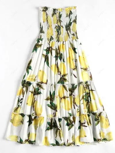 Lemon Print Strapless Dress | ZAFUL (Global)