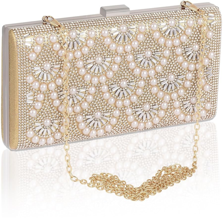 Evening Clutch Pearl Purse for Women, Party Clutches Bag Wedding Formal Handbags | Amazon (US)
