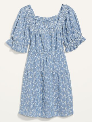 Puff-Sleeve Tiered Mini Swing Dress for Women | Old Navy (US)