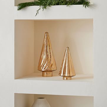 Fluted &amp; Swirl Decorative Glass Trees - Luster Gold | West Elm (US)