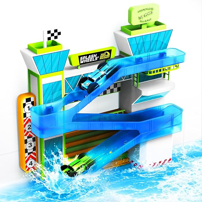Tub Works® Splash Wheels™ Bathtime Raceway Car Ramp Toddler Bath Toy | Race Car Track with 2 W... | Amazon (US)