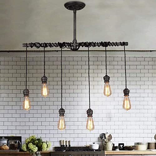 JiuZhuo Industrial Pendant Light Plumbing Pipe Hanging Metal Pendant Light Fixture for Kitchen Is... | Amazon (US)