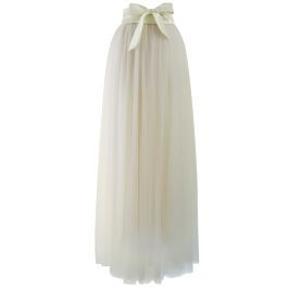 Amore Maxi Tulle Prom Skirt in Beige | Chicwish
