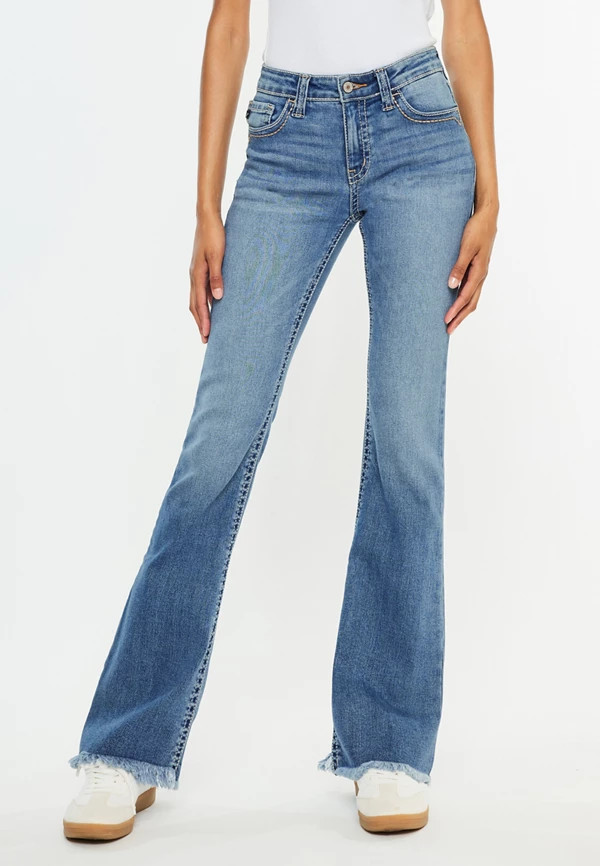 KanCan™ Mid Rise Thick Stitch Frayed Hem Bootcut Jean | Maurices
