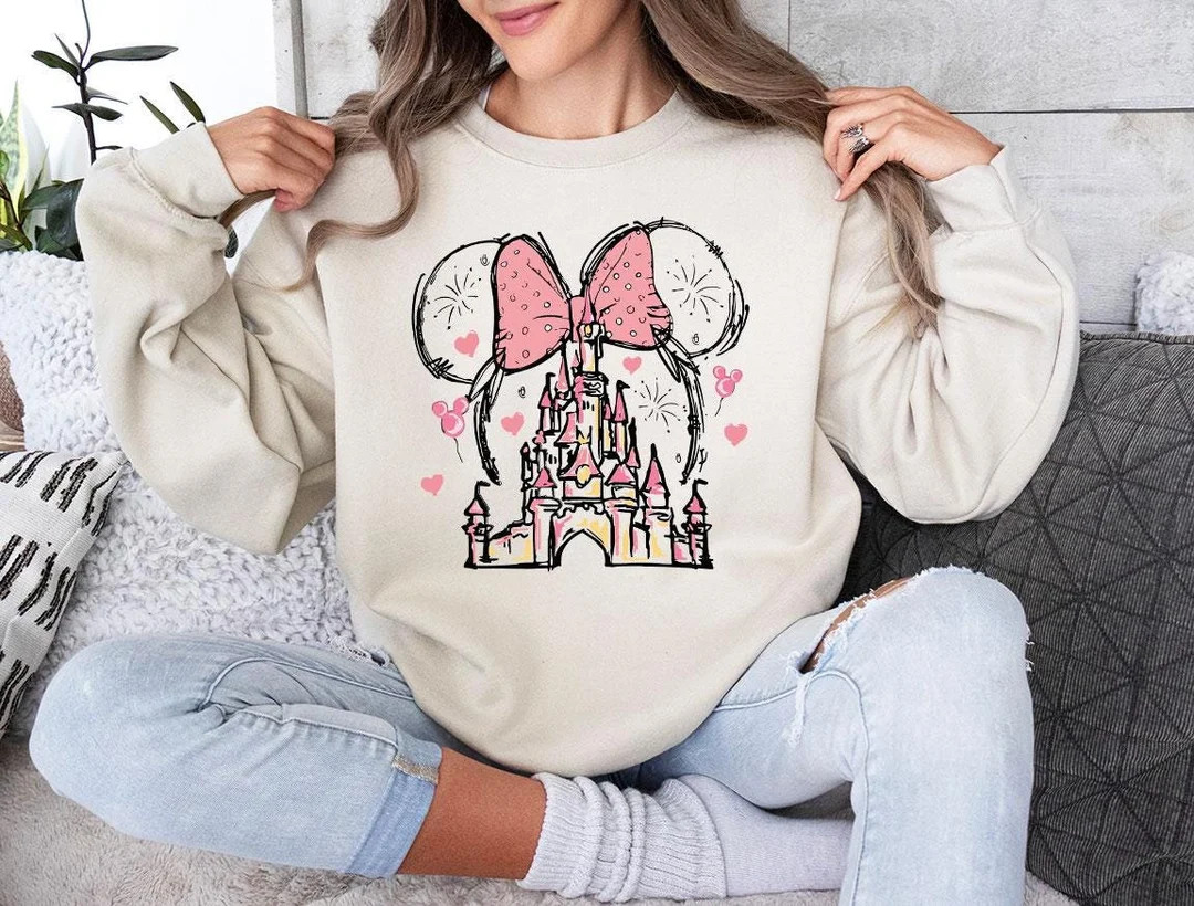 Disney Minnie Mouse Castle Sweatshirt, Magic Kingdom Girl Trip Hoodie, Vintage Disney Longsleeve,... | Etsy (US)