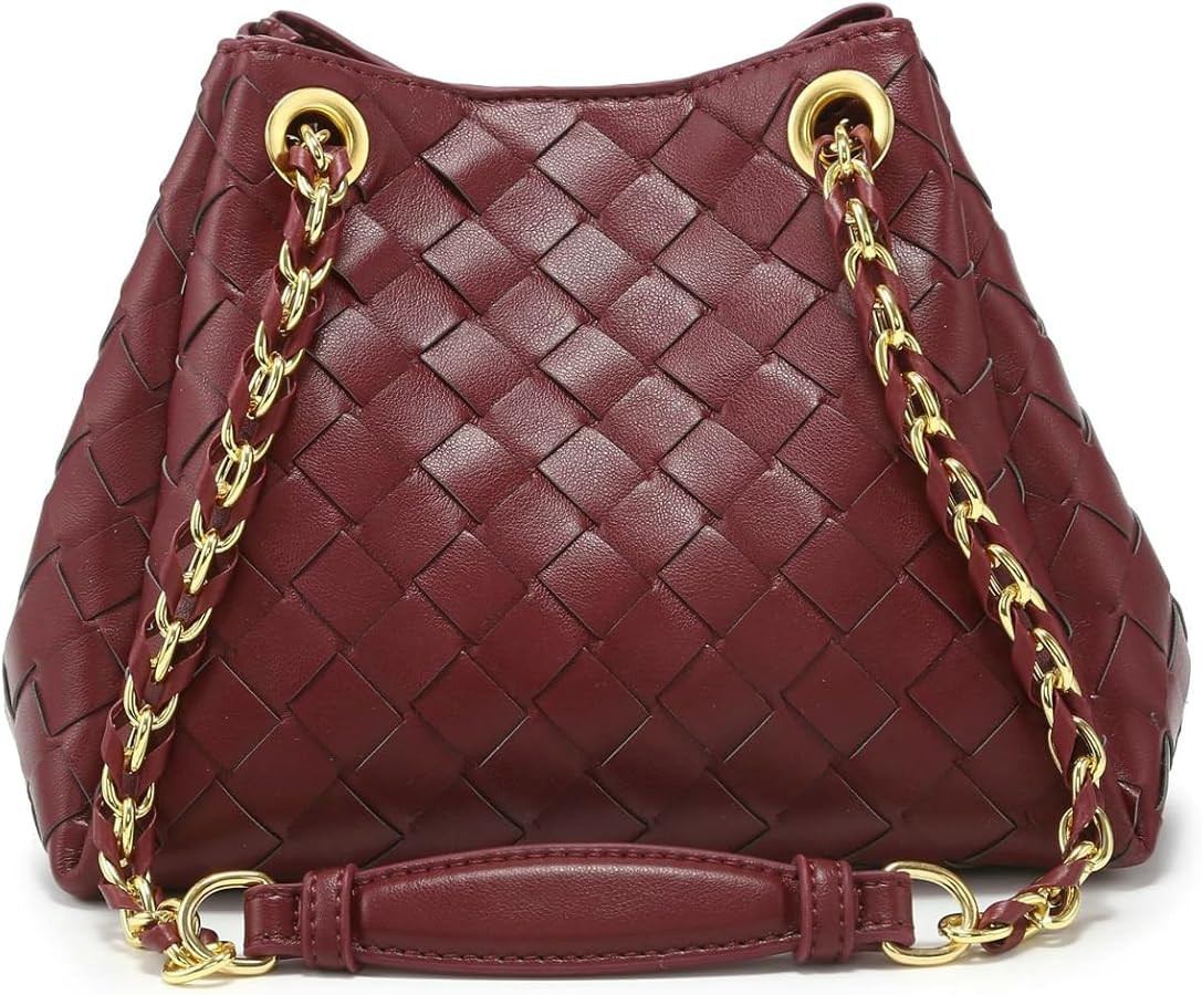 Slouchy PU Leather Woven Hobo Bags Women Trendy Crossbody Crescent Shoulder Purse Beach Satchel T... | Amazon (US)