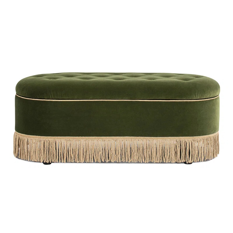 Melinda Oval Tufted Bullion Fringe Storage Bench | Wayfair North America
