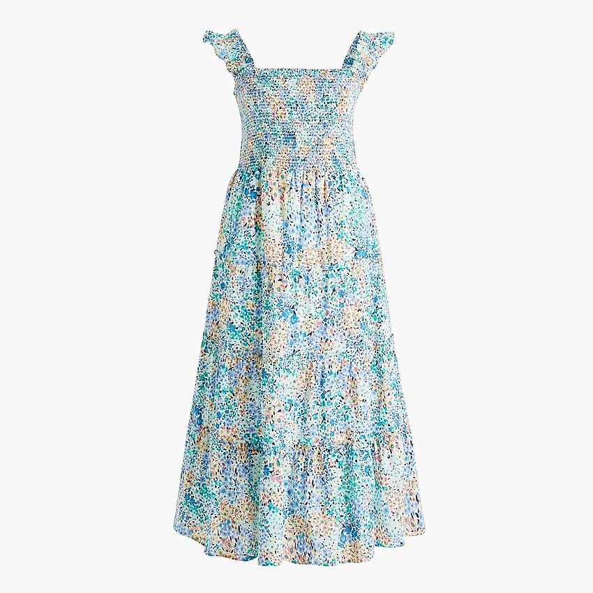 Floral smocked tiered midi dress | J.Crew Factory