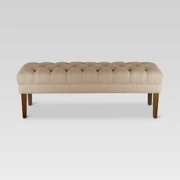 Brookline Tufted 50" Dining Bench - Chestnut Finish - Oyster - Threshold™ | Target