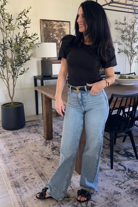 Two things I’m loving here! My new black planter from crate and barrel.. and my wide leg jeans! I love that these are wide, but not super wide. And they have a nice fit around the waist and hips! 
Ladies fashion 

#LTKover40 #LTKfindsunder100