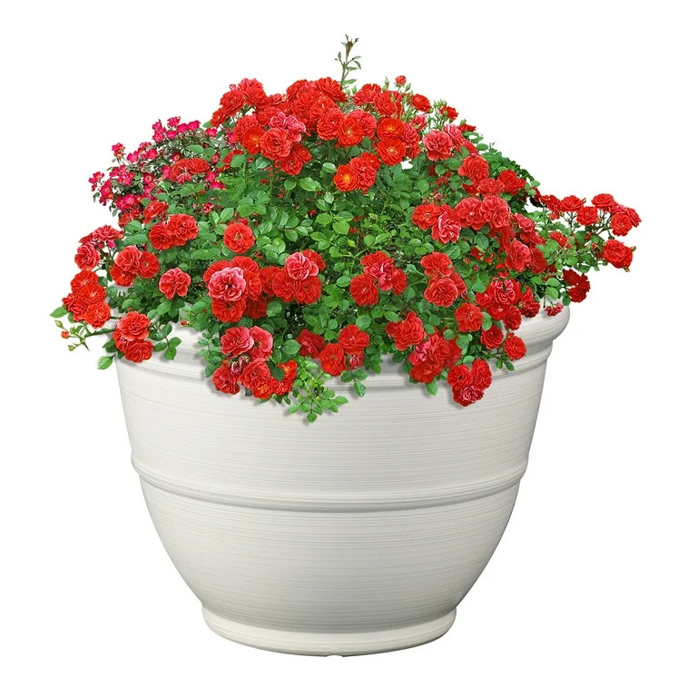 Mainstays Ferenza Recycled Resin Planter, White, 14in x 14in x 10in - Walmart.com | Walmart (US)