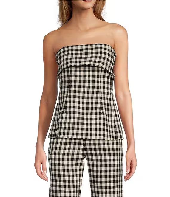 Paris Tonnie Stretch Woven Sleeveless Gingham Print Strapless Coordinating Tube Top | Dillard's