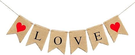 TrlaFy Love Burlap Banners Decorations for Valentine's Day Decorations Burlap Garland Banner Sign... | Amazon (US)