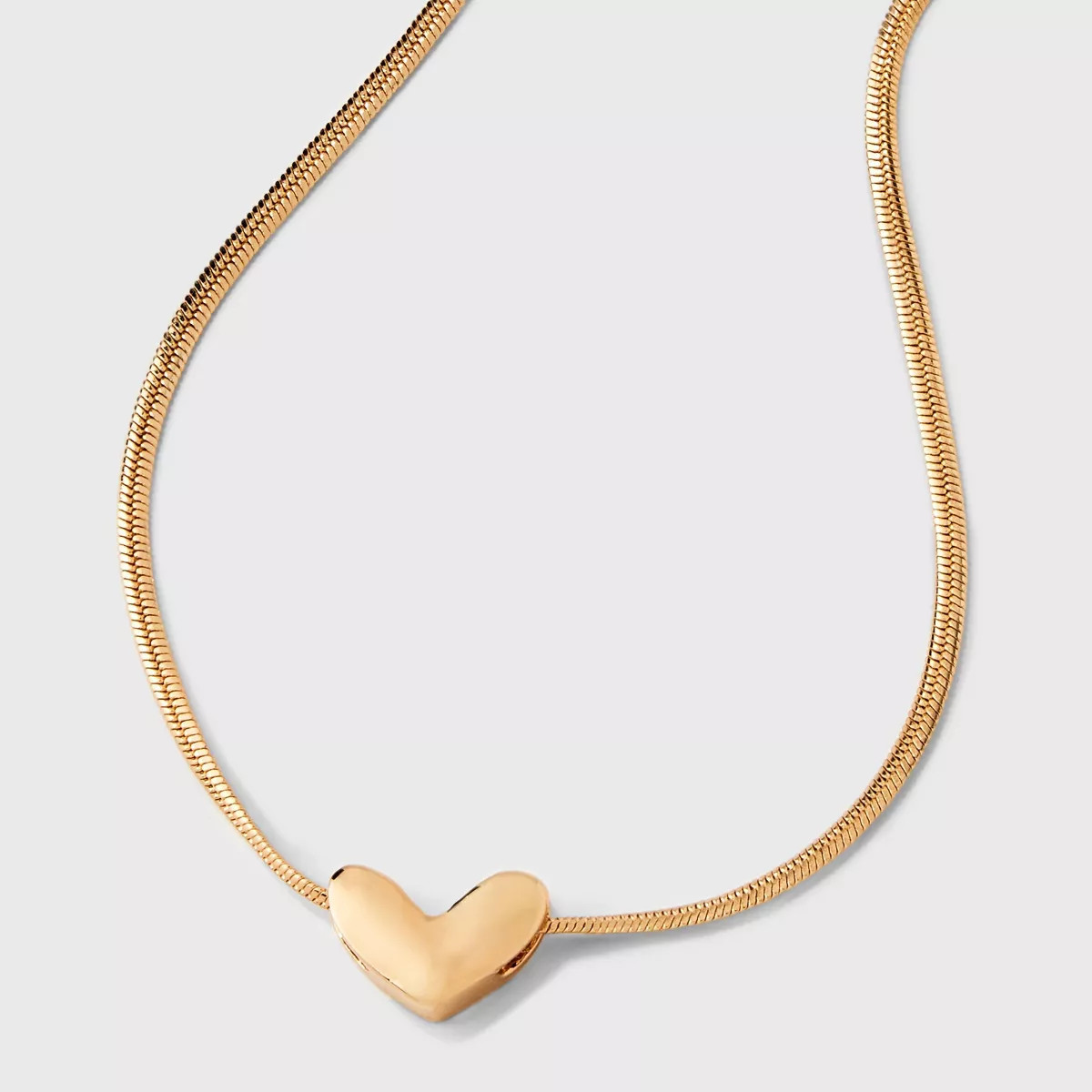 Valentine's Day Herringbone Heart Charm Chain Necklace - Universal Thread™ Gold | Target