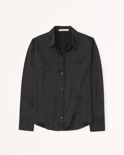 Women's Long-Sleeve Satin Button-Up Shirt | Women's Best Dressed Guest - Party Collection | Aberc... | Abercrombie & Fitch (US)