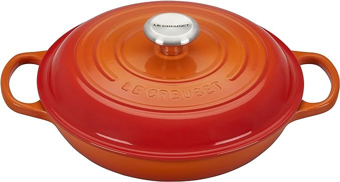 Le Creuset Signature Enamelled Cast Iron Shallow Casserole Dish With Lid, 26 cm, 2 Litres, Volcan... | Amazon (UK)