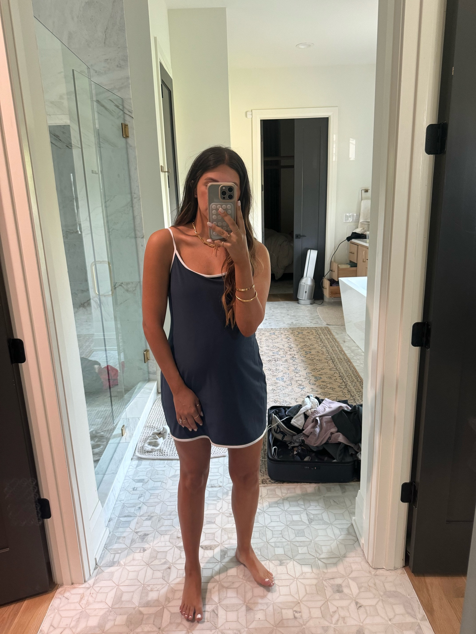 Dress: medium 

Tennis dress season! This navy one white strip detail is super cute. 

#LTKstyletip