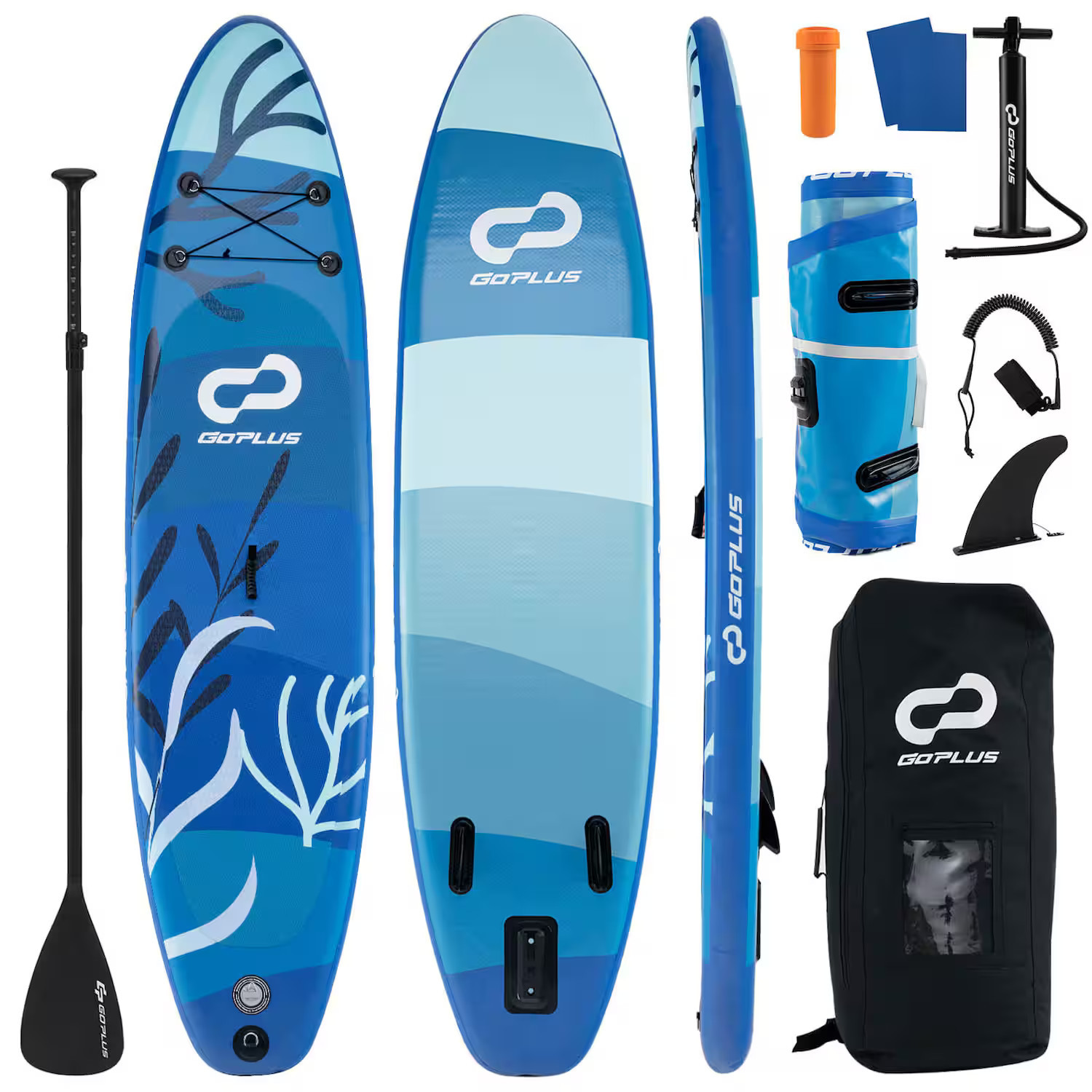 GOPLUS - 11' Inflatable SUP Board, Portable Paddle Board with 5D rings Stand Up Paddle Board for Youth & Adult - Navy | Best Buy U.S.