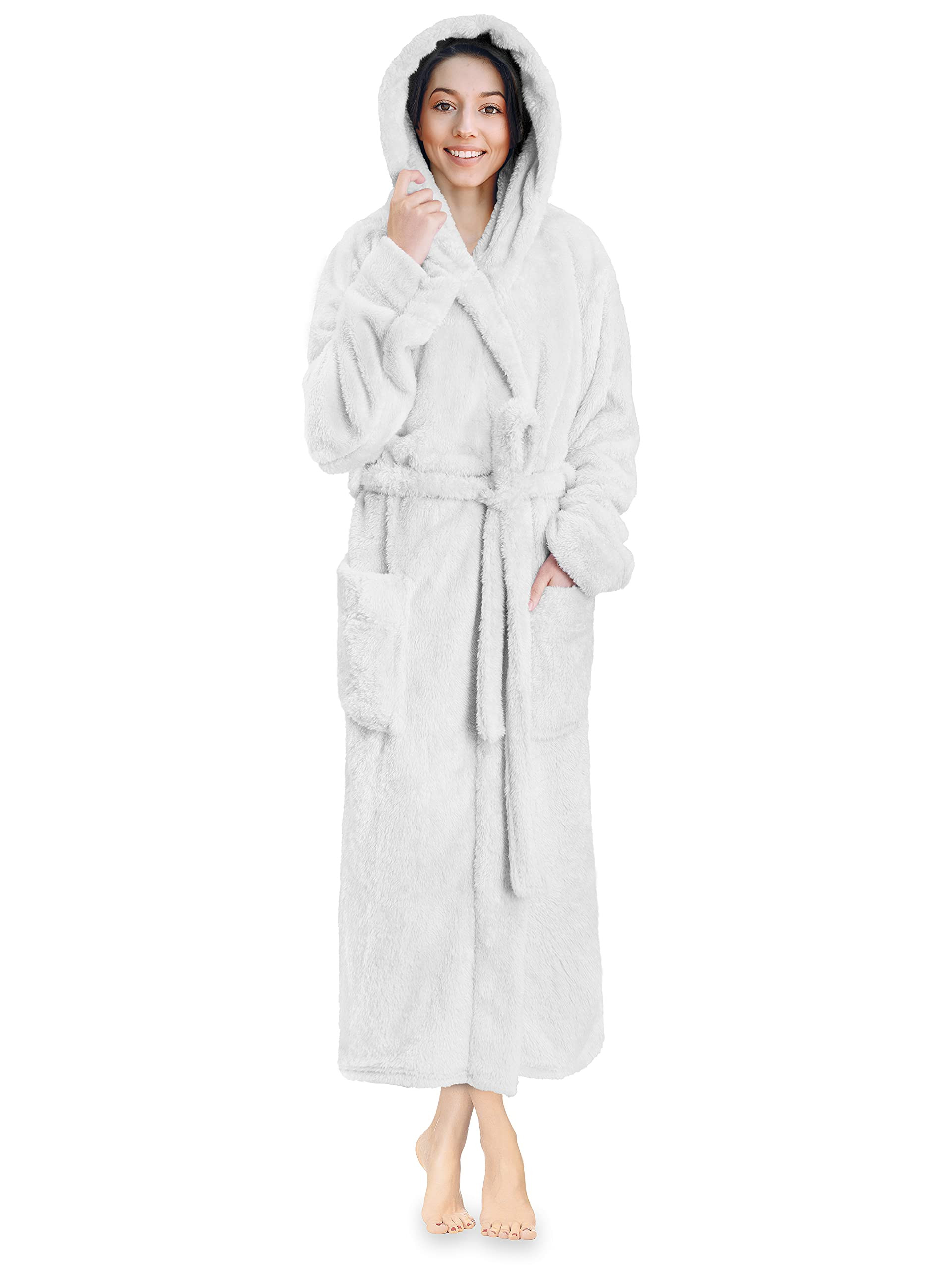 PAVILIA Women Hooded Plush Soft Robe | Fluffy Warm Fleece Sherpa Shaggy Bathrobe | Amazon (US)