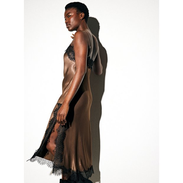 Brown Lace Satin Cami dress 18 | Tu Clothing