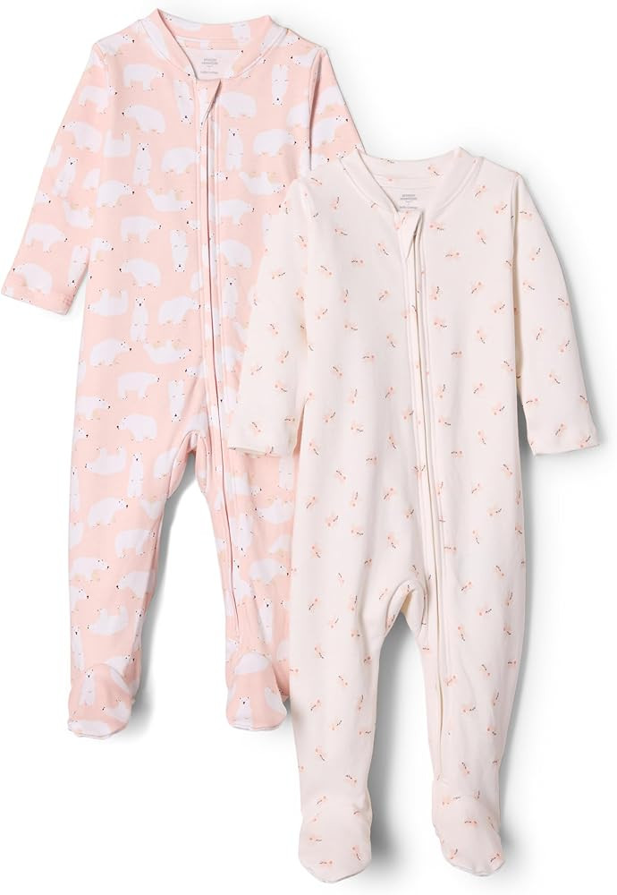 Amazon Essentials x Sofia Grainge Unisex Babies' Cotton Footed Sleep and Play Bodysuit, Pack of 2 | Amazon (US)