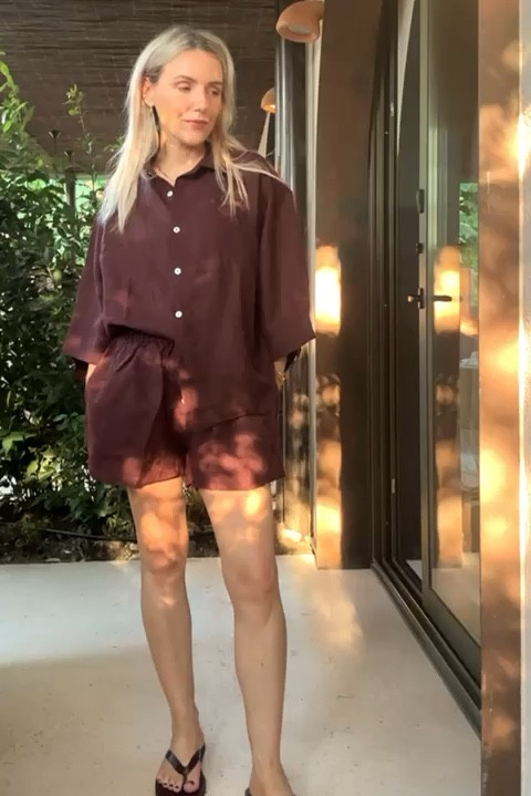 Swimming Pool Perfume, Chanel Lip and Cheek, Linen Co-ord Set, Brown Linen Co-ord, Shoulder Bag, Flip Flop Leather Flats, Summer Vibes, Summer Outfit, Casual Outfit, Relaxed Outfit 

#LTKsummer #LTKstyletip #LTKeurope