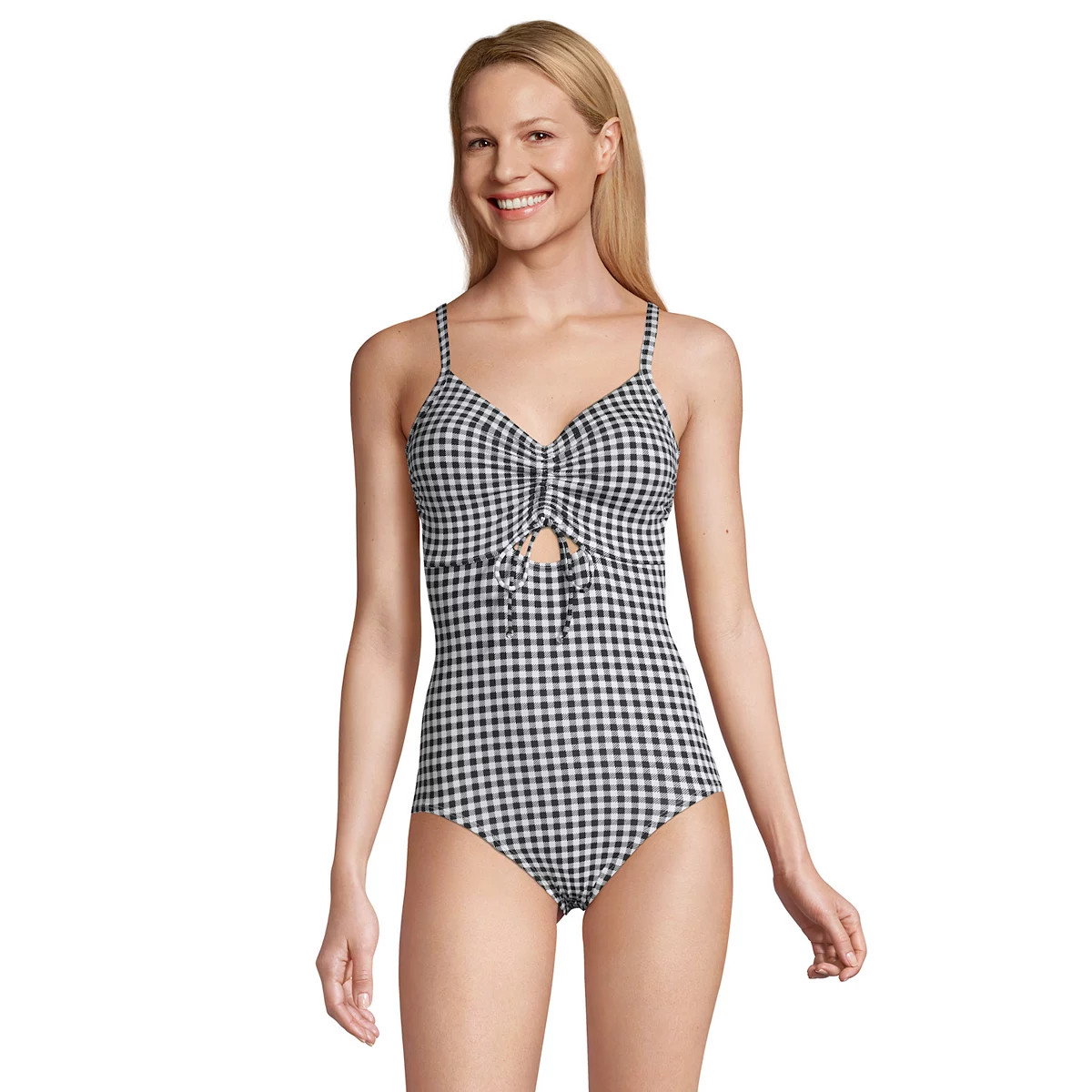 Women's Lands' End UPF 50 Adjustable V-Neck One-Piece Swimsuit | Kohl's