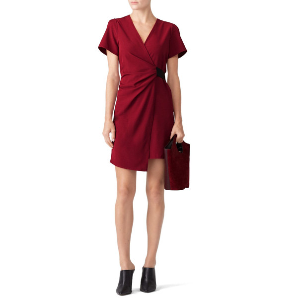 Slate & Willow Burgundy Faux Wrap Dress red | Rent the Runway