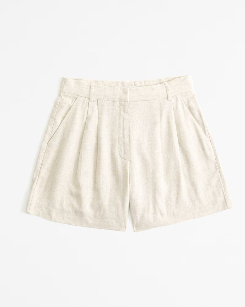 Curve Love A&F Sloane Tailored Linen-Blend Short | Abercrombie & Fitch (US)