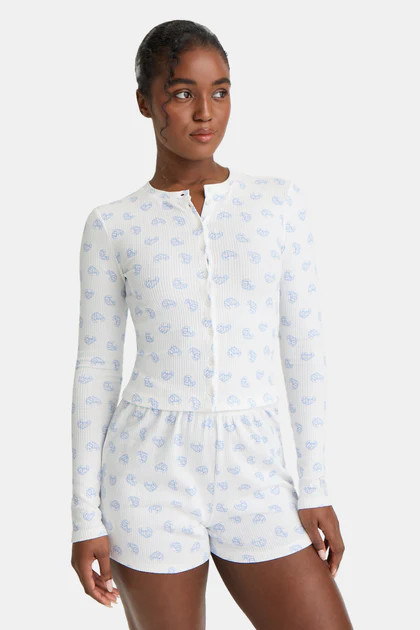 SOFT LOUNGE PYJAMA CARDIGAN - CROISSANT PRINT | TALA (UK)