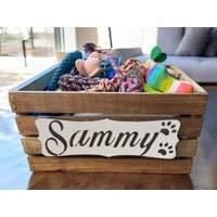 Wood Dog Toy Box Personalized Pet Storage Crate | Etsy (US)