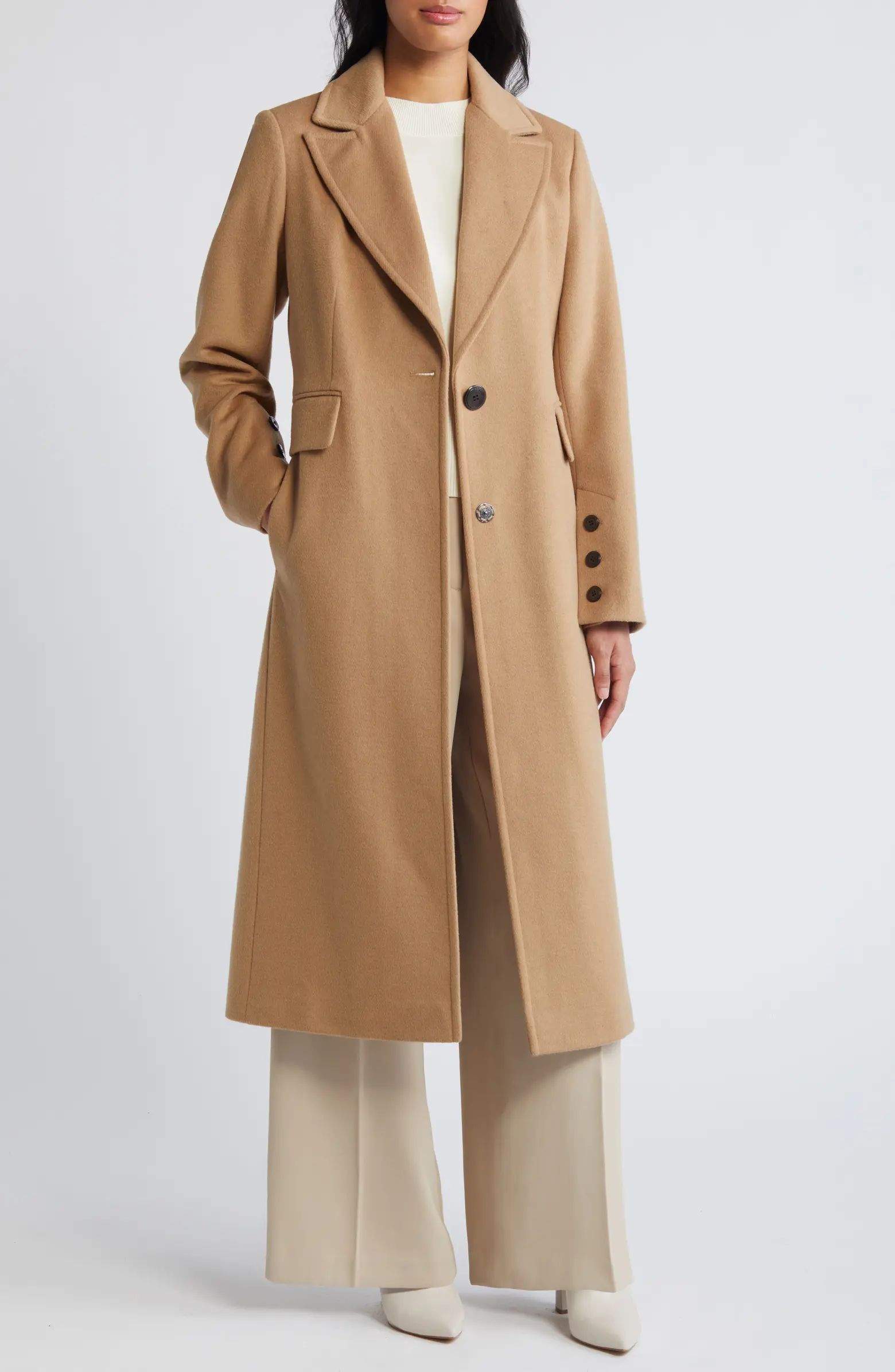 Sam Edelman Single Breasted Wool Blend Reefer Coat | Nordstrom | Nordstrom