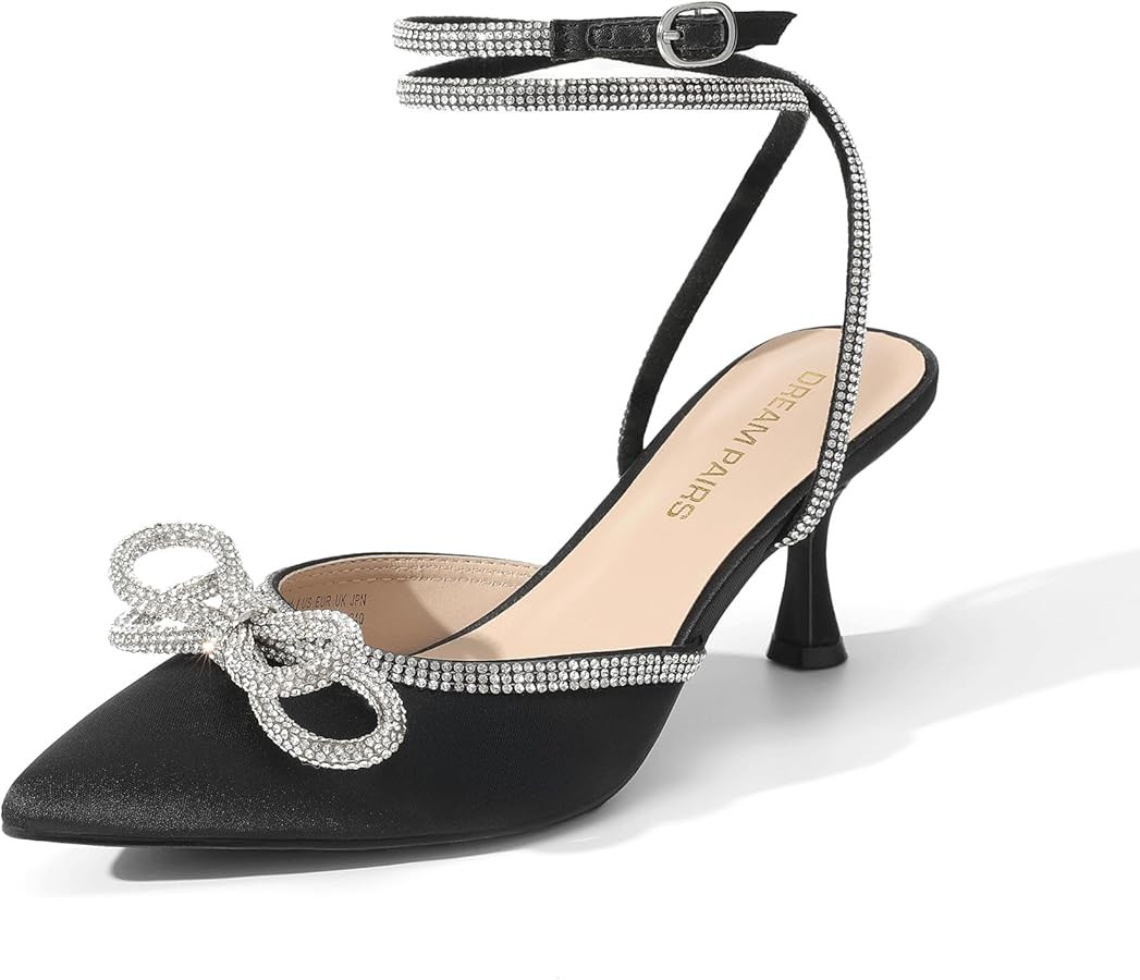 DREAM PAIRS Kitten Heels Rhinestone Bow Ankle Strap Stiletto Pointed Closed Toe Heels for Women P... | Amazon (US)