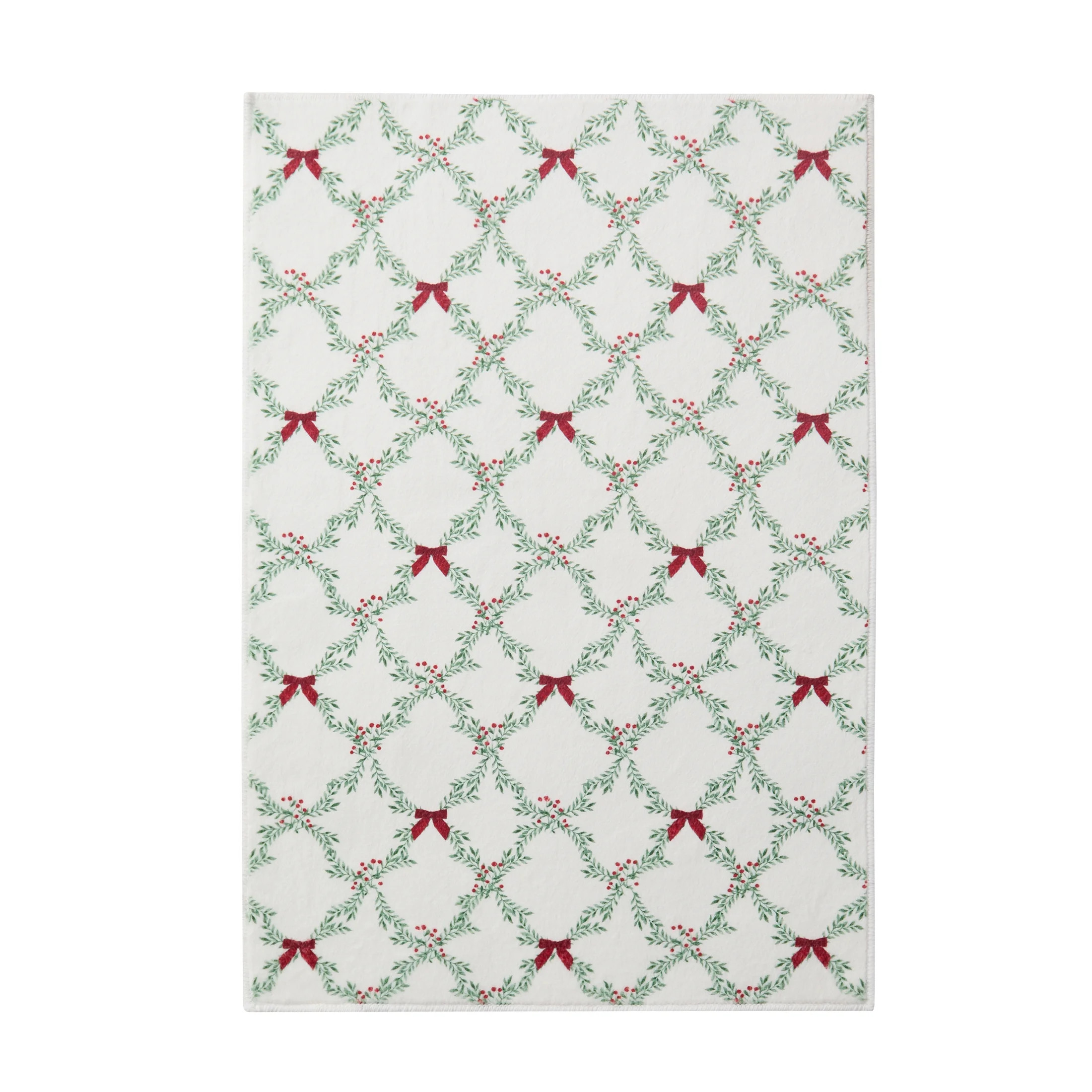 My Texas House White/Green Wreath Faux Fur Washable Indoor Area Rug, 2' x 3' | Walmart (US)