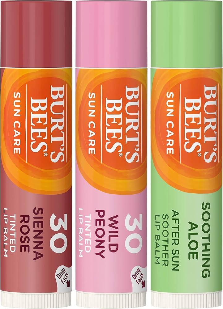 Burt's Bees SPF Lip Balms - 3 Pack Includes SPF 30 Tinted Lip Balms (2) & Soothing Aloe Lip Balm ... | Amazon (US)