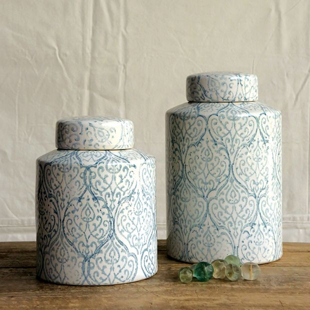 Ceramic Blue And White Ginger Jar | Antique Farm House