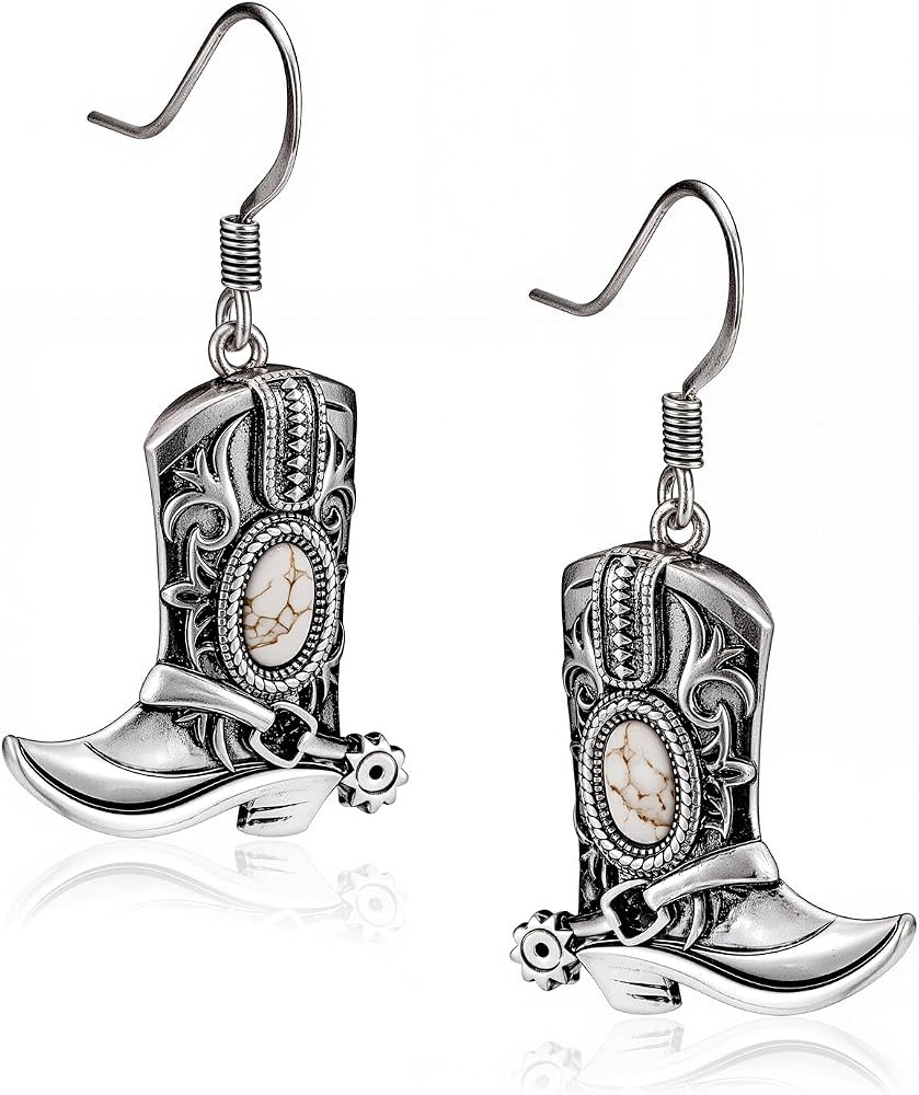 Wrangler Western Boots Horse Dangle Earrings for Women Cowgirl Cowboy Lightweight Retro Country C... | Amazon (US)