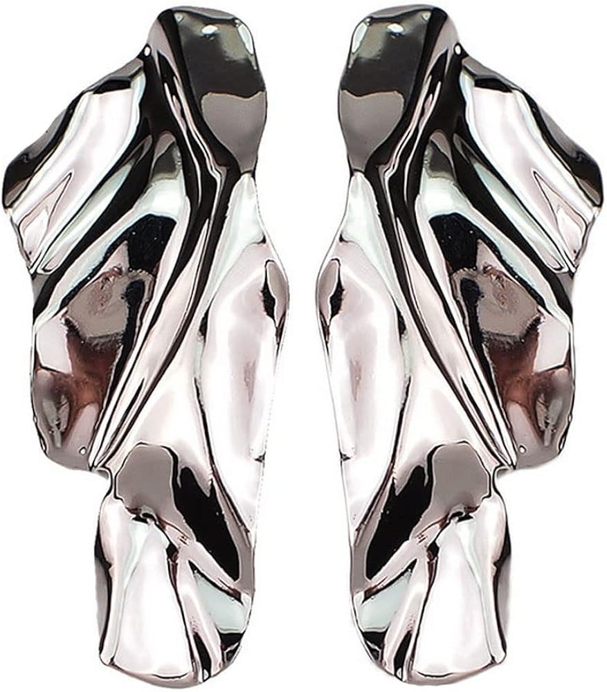 Statement Geometric Texture Earrings for Women Girls,Large Fashion Irregular Minimalism Metal Sim... | Amazon (US)